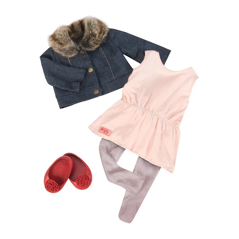 Tenue Tunique & Veste en jean - Poupée 46cm-0