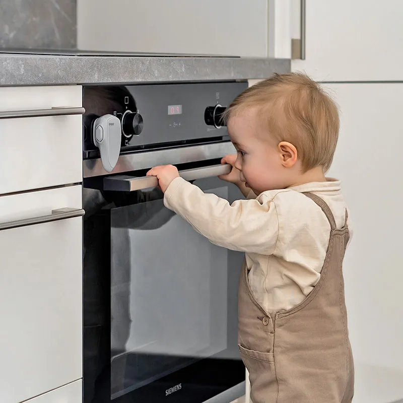 Verrou de sécurité enfant pour four - Gris-3