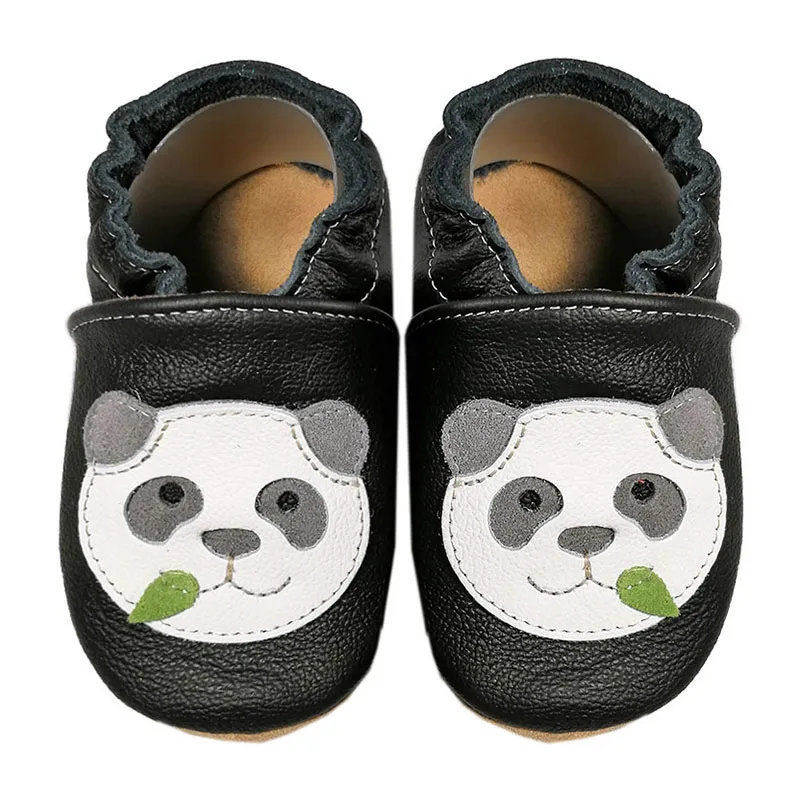 Chaussons cuir antidér. Panda - Noir-4