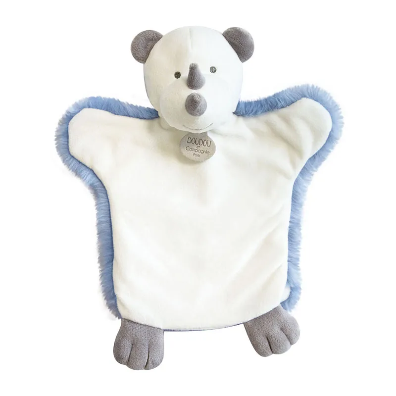 Doudou marionnette Rhinocéros Bleu - 25cm-0