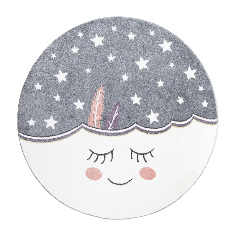 Tapis rond Anime visage Gris - Plusieurs dim. dispos-1