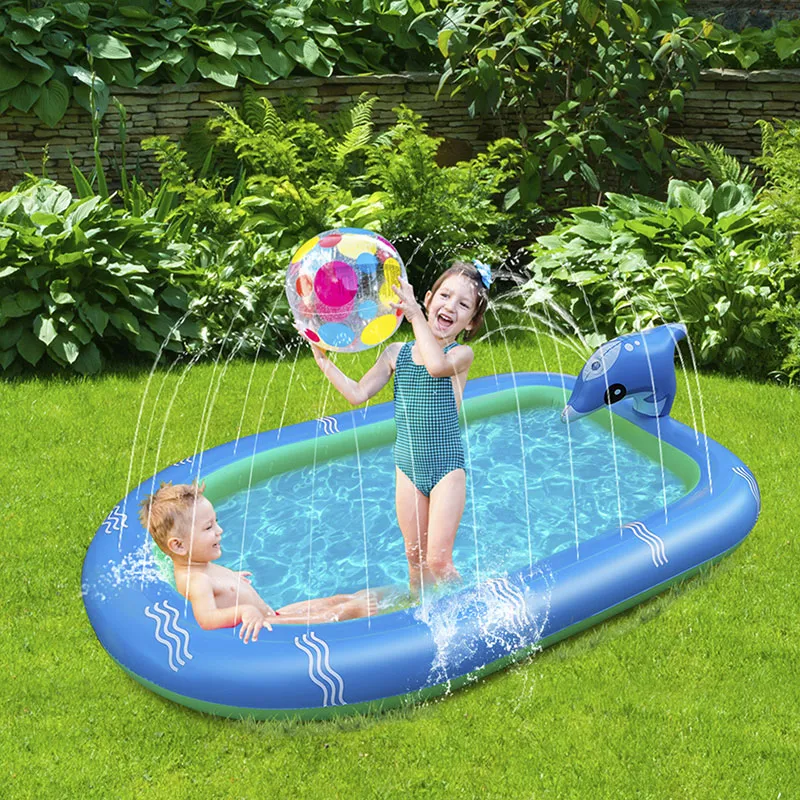 Piscine Splash Pad Dauphin av. jets d'eau -170x110cm-2