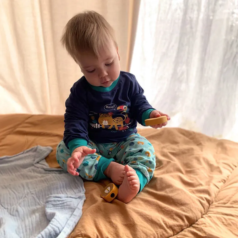 Pyjama ML Jungle Party - Marine/Turquoise-1