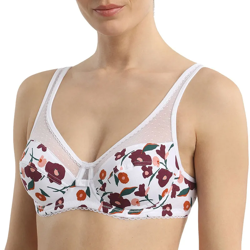 Soutien-gorge Coton Fleurs Femme - Blanc/Automnal-0