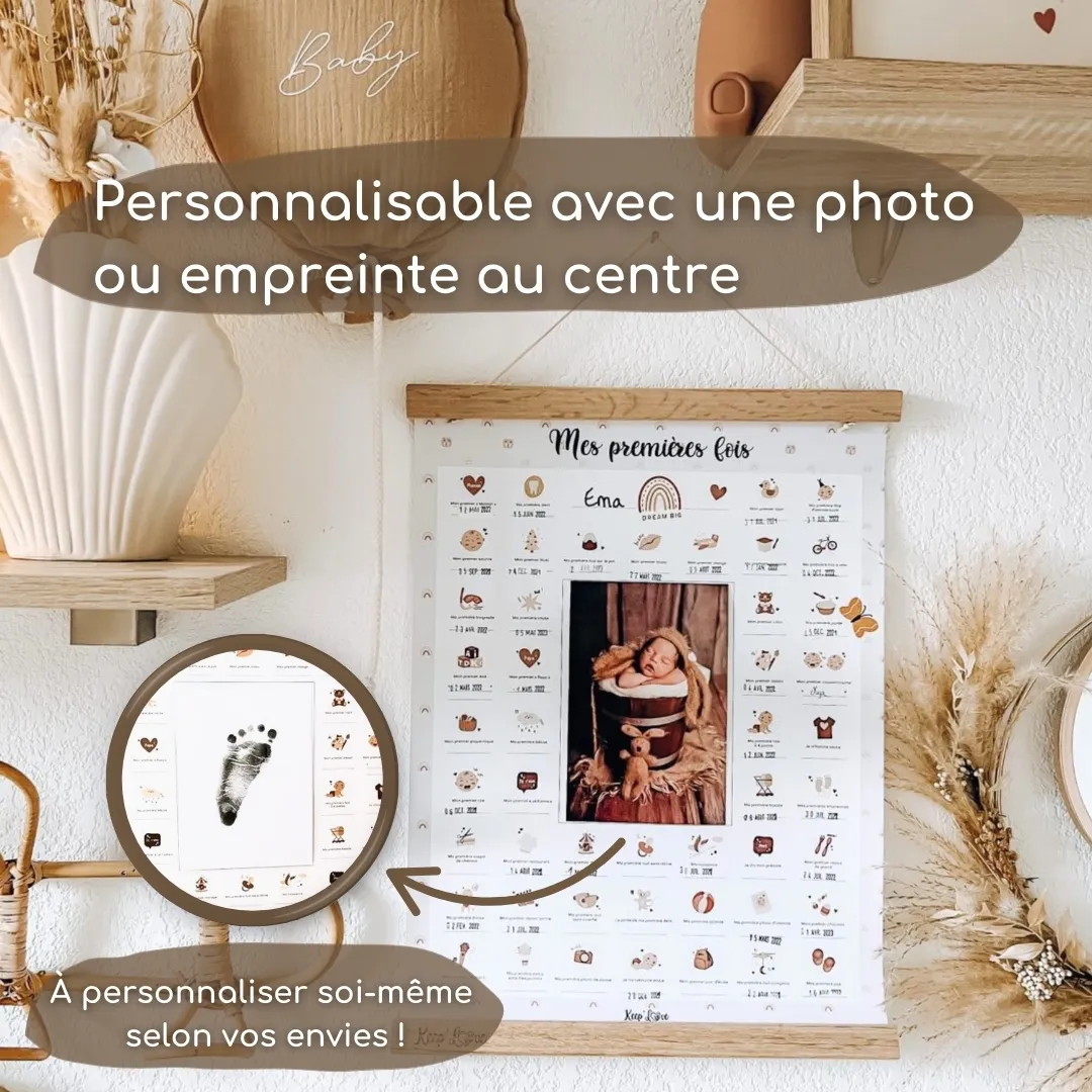 Affiche Mes Premières Fois + Kit d'empreintes + Tampon + Baguette de suspension - Ourson-2