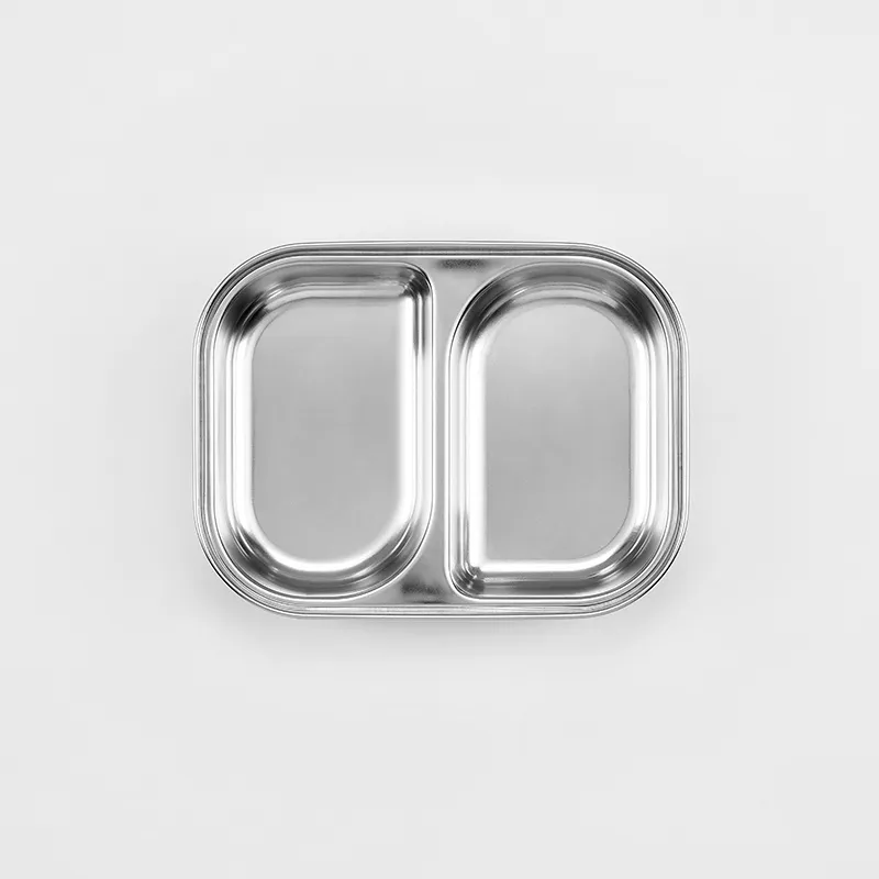 Assiette 2 compart. 850ml acier inox Baleine - 12m+-7