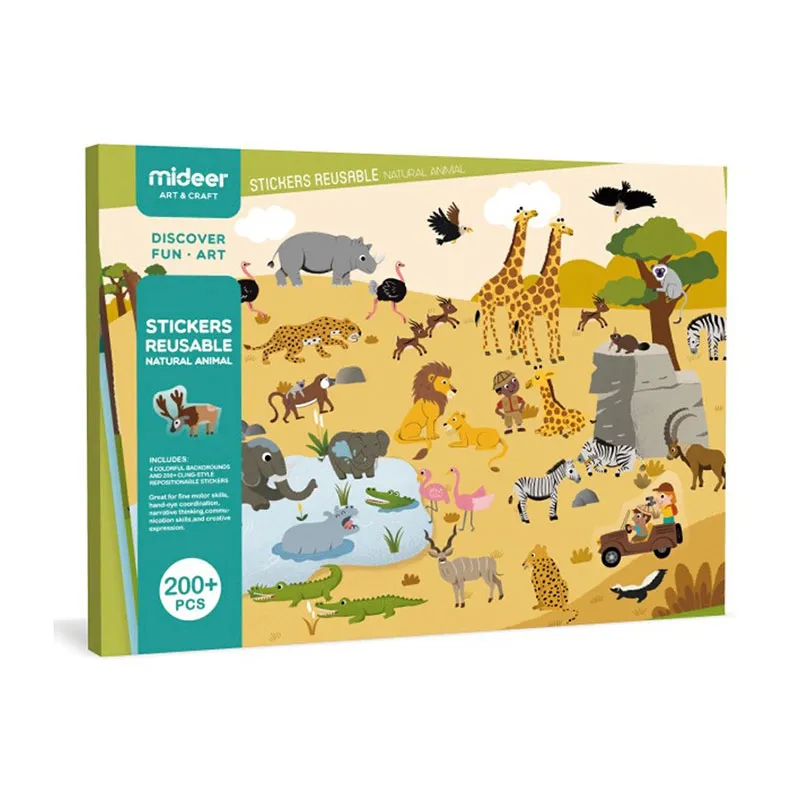 Stickers réutilisables Animaux 200pcs - 36m+-0