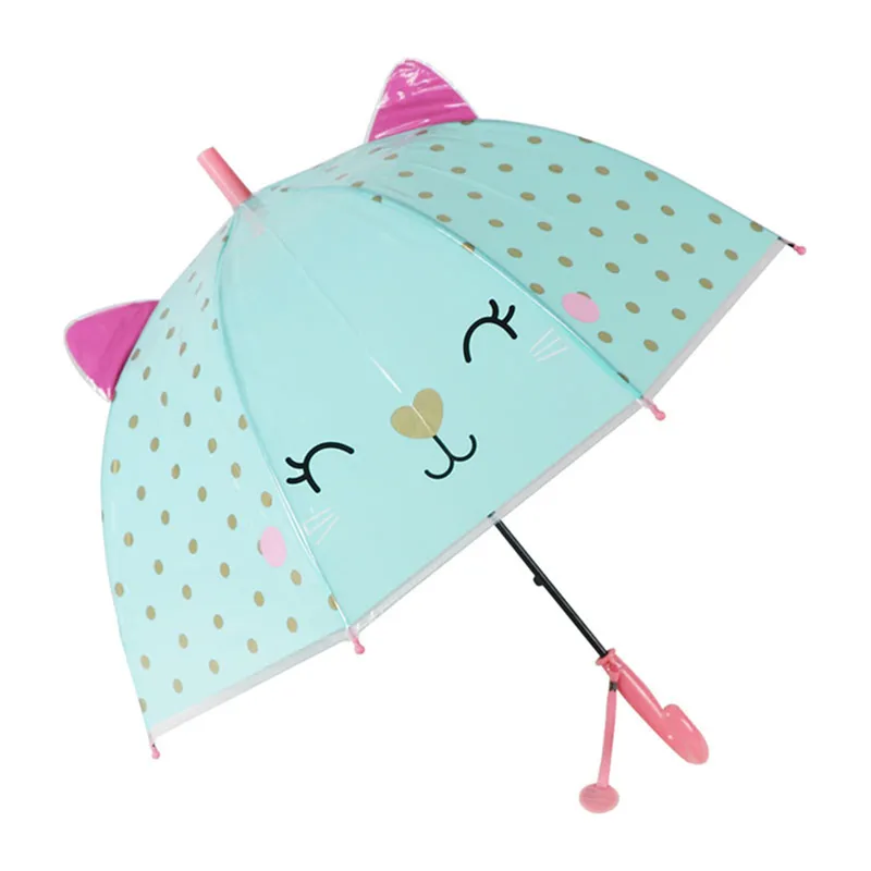 Parapluie cloche auto. Chat LMDP Enfant - Turquoise/Rose-0