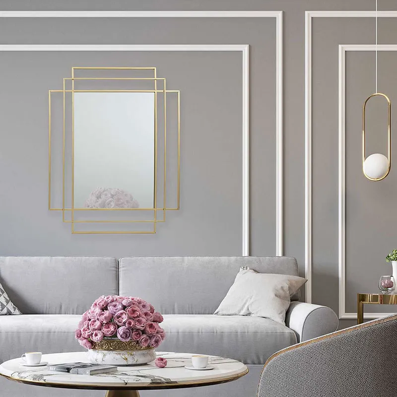 Miroir Art Déco Doré - 97x3x70cm-2