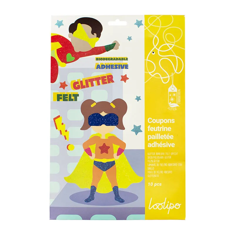 Coupons feutrine adhésive pailletée 20x30cm 10pcs - 3+-6