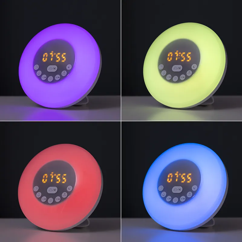 Réveil matin rechargeable avec enceinte - ø16x9cm-6