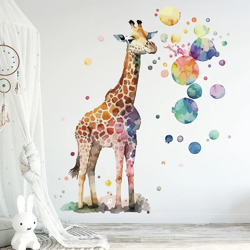 Stickers - Animaux girafe design aquarelle-0