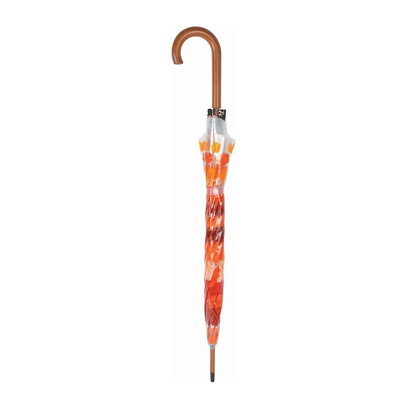 Parapluie cloche Feuilles d'automne - Transparent/Orange-2