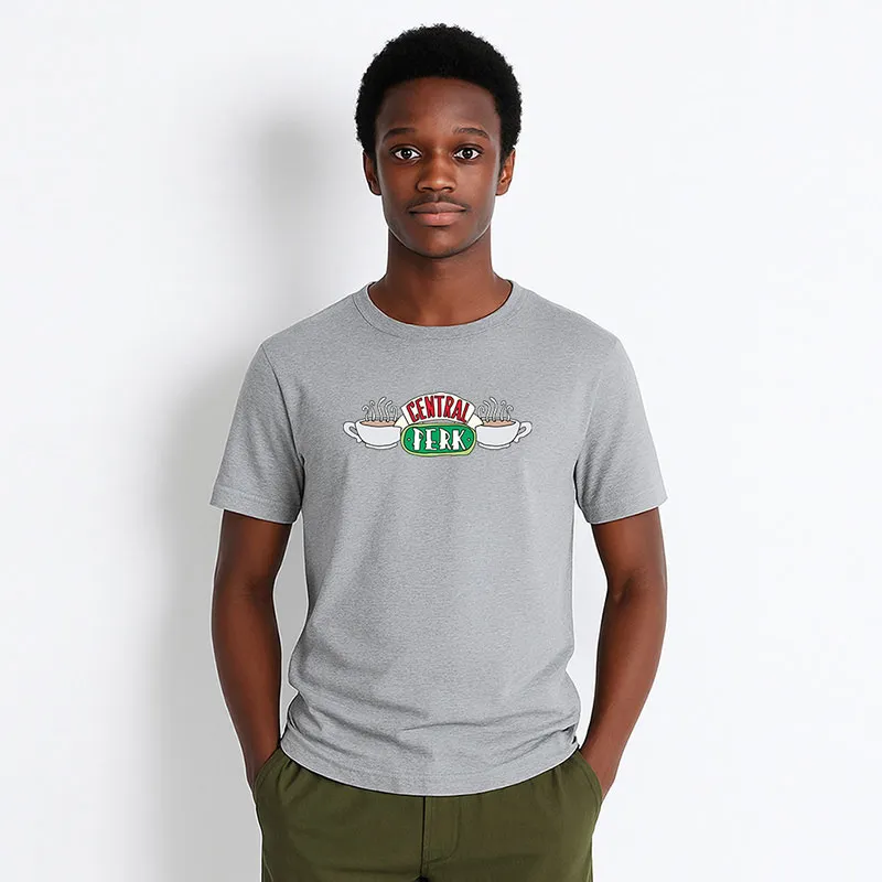 T-shirt BIO Homme Friends Central Perk - Gris chiné-0