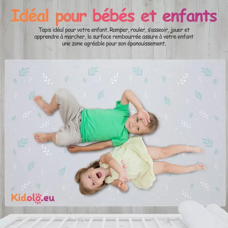 Tapis de jeu Puzzle Feuilles Grises - 120x180cm-4