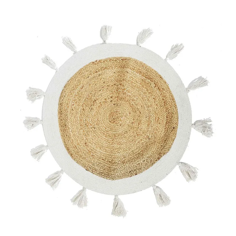 Tapis rond Jute à pompons - ø80cm-0