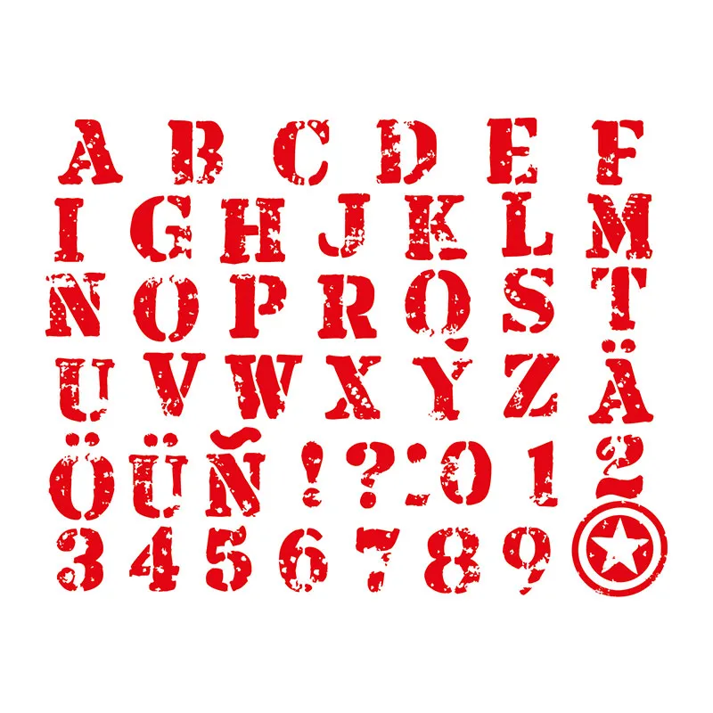 45 Tampons Stampo Textile Alphabet + 1 encreur - 14+-1