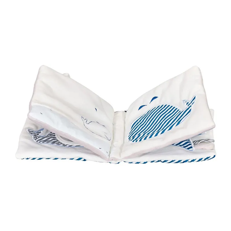 Livre d'éveil Baleine Bleu/Blanc - 15x15x6cm-2