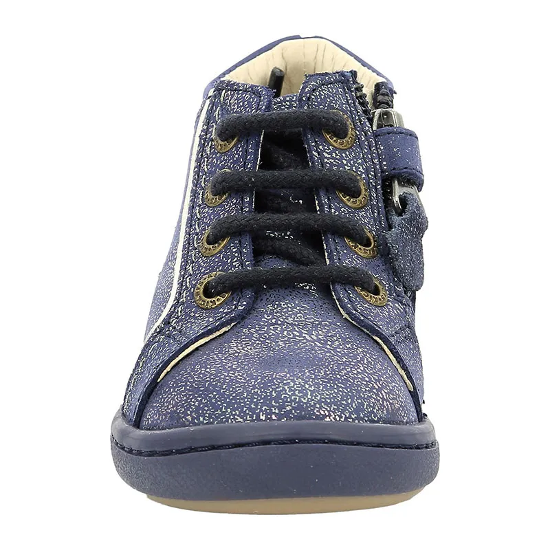 Bottillons zip/lacets Kickpinns - Marine métallisé-1