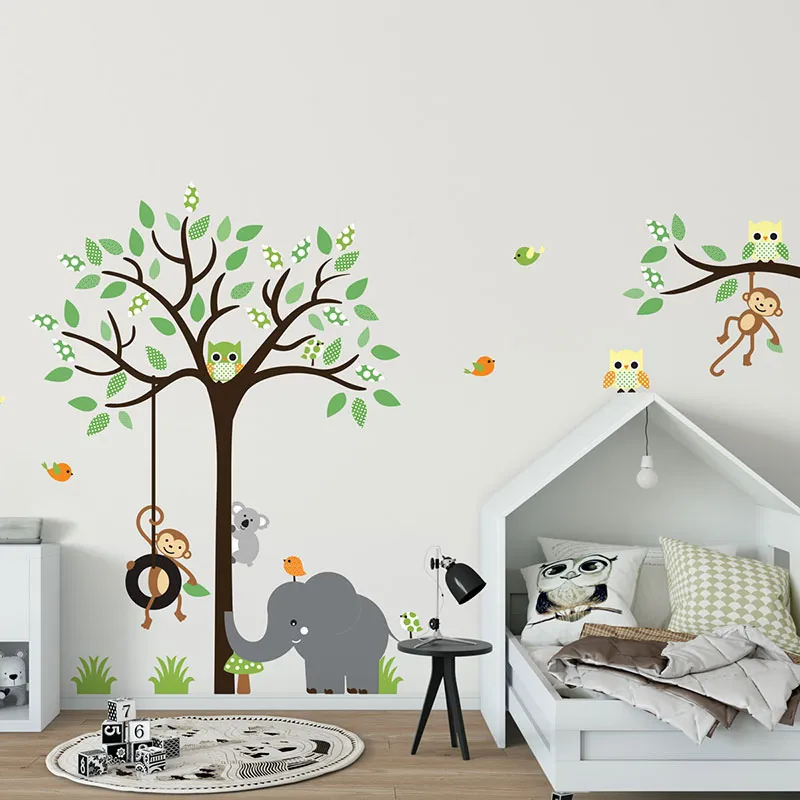 Stickers - Animaux de la jungle dans un arbre-0