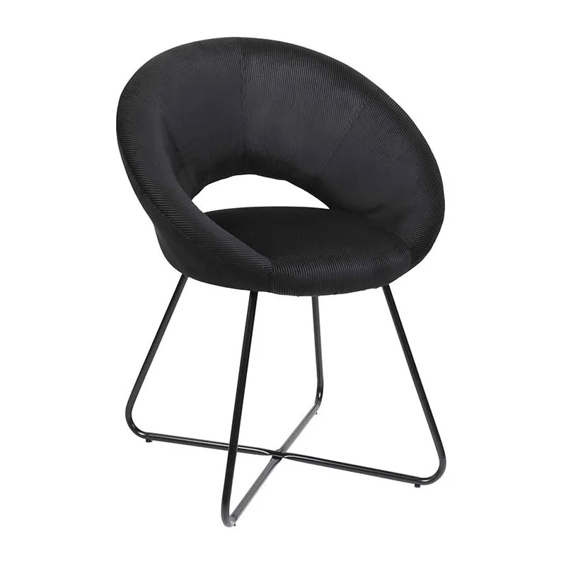 Fauteuil rond velours Giulia Noir - 67x52x84cm-1