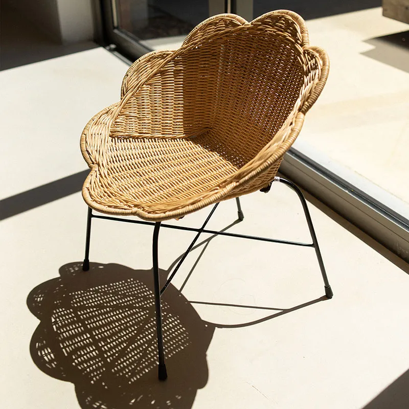 Chaise Fleur Enfant en Rotin - 51x45x55cm-4