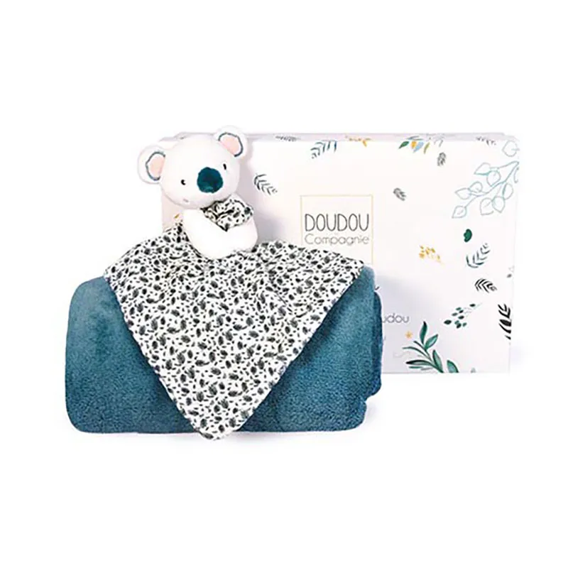 Plaid et Doudou Yoca le Koala Bleu - 100cm-0