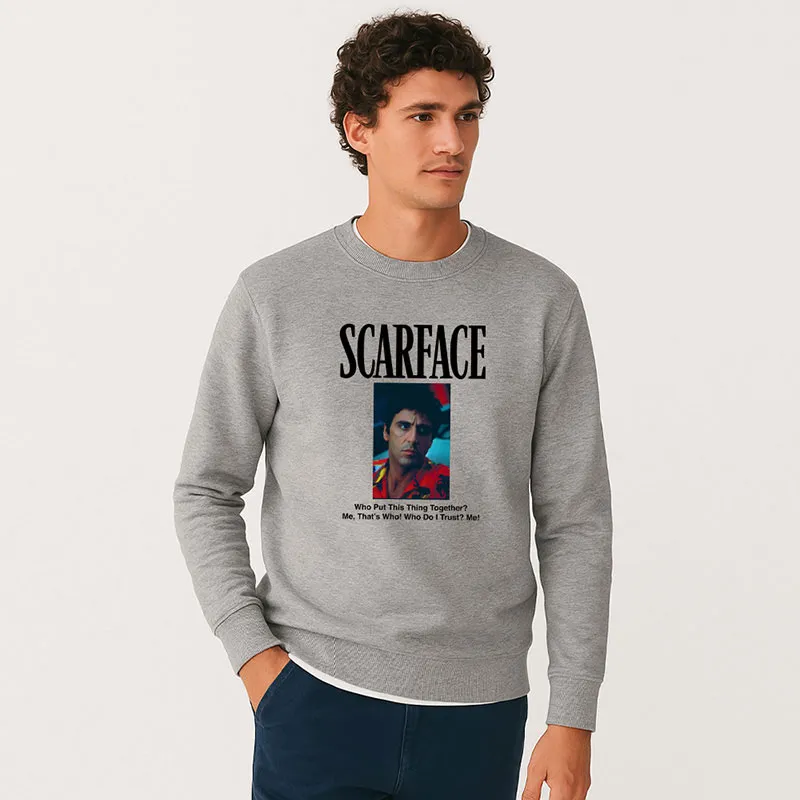 Sweat Homme Scarface 3 - Gris chiné-0