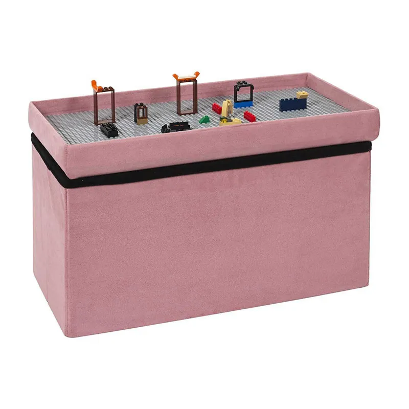 Coffre banc pliable Comp. Brique Rose - 52x27x30cm-5