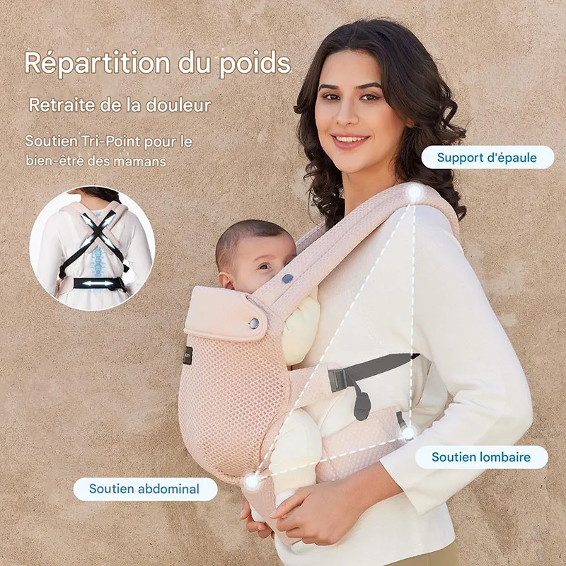 Porte-bébé maille respirante Rose - 0m+-6