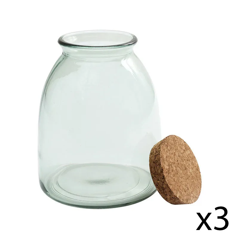 3 Bocaux en verre transparent Liège - 1L-0