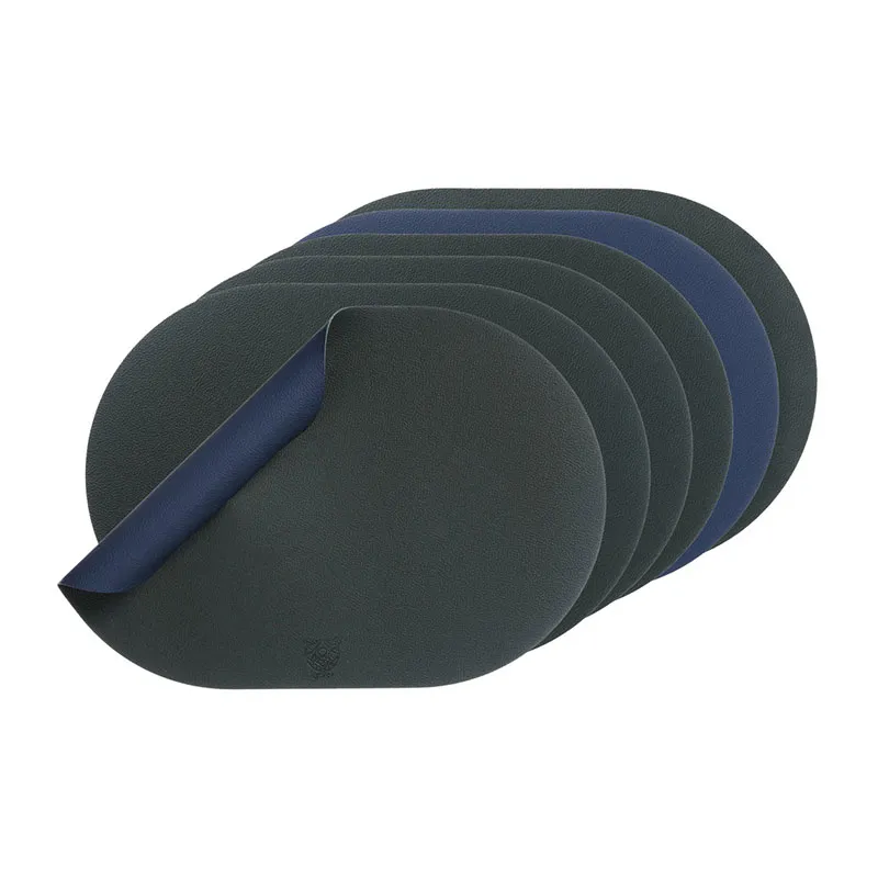 Sets de table ovale Cuir recyclé révers. Bleu nuit/Anthracite - 6pcs-5