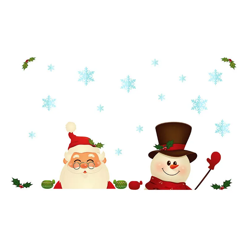 Stickers - Père Noël & Bonhomme de neige à la fenêtre-5