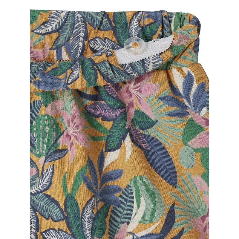 Jupe à volant motifs exotiques fille - Moutarde-3