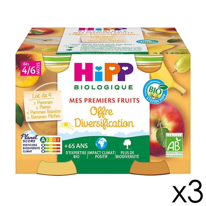 12 Pots Mes Premiers Fruits Offre Diversification BIO 125g - 3x4-1