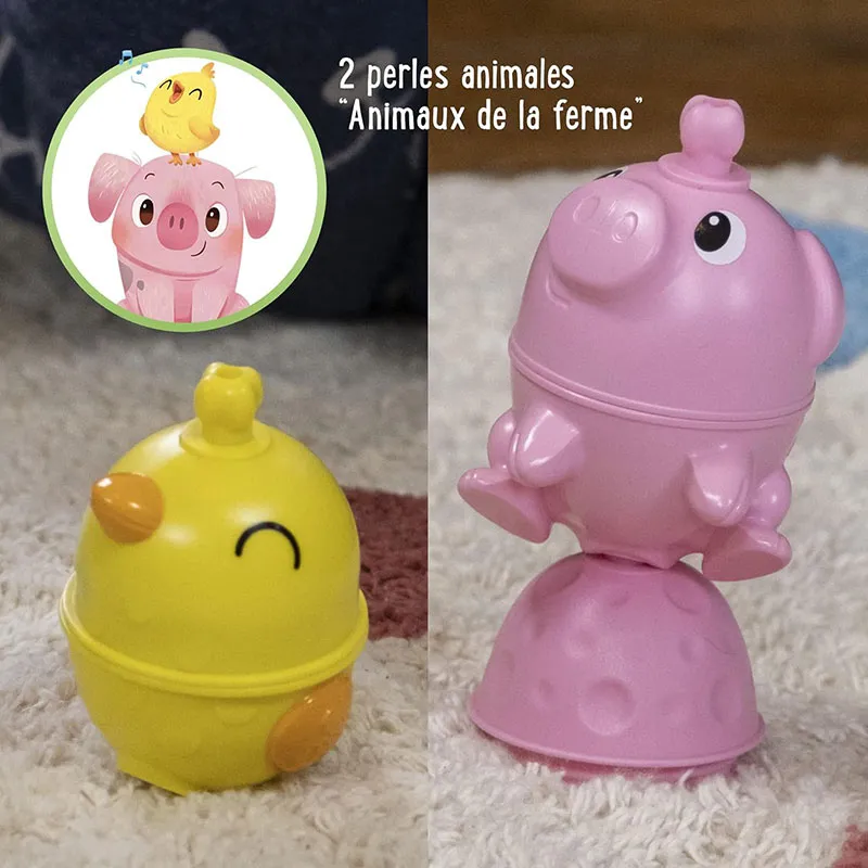Perles éducatives à assembler Cochon & Poussin 6pcs - 9m+-5