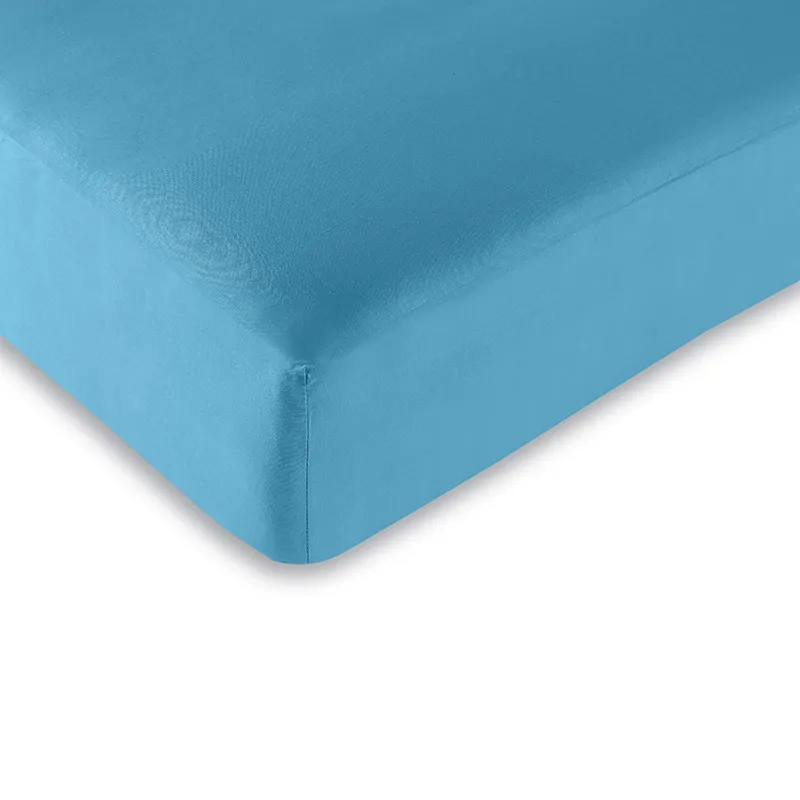 Drap-Housse Coton Bonnet 25cm Turquoise Enfant-0