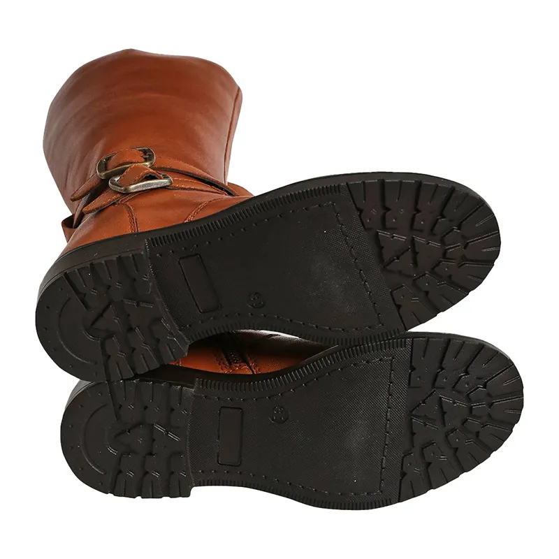 Bottes Cuir Cavalière brides - Camel-4