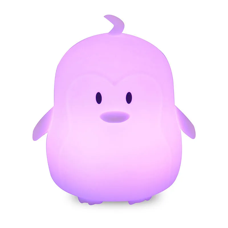 Veilleuse silicone USB Pingouin 8 couleurs - 9x11cm-6