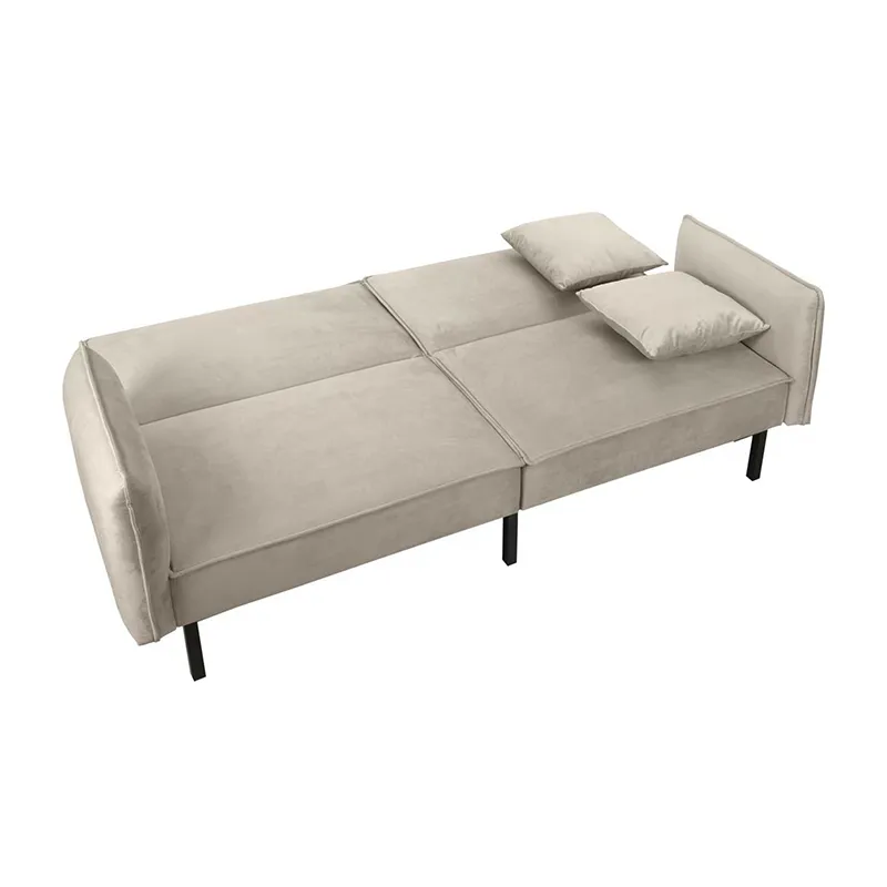 Canapé convertible effet Velours Taupe - 198x90x83cm-5