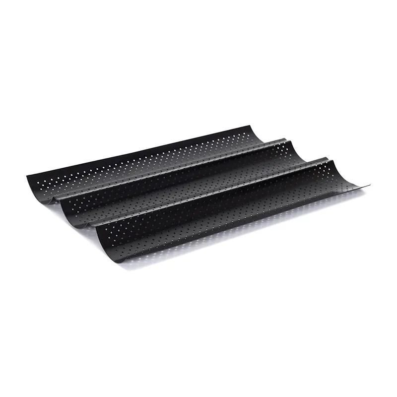 Moule à baguette perforé 3 cavités Inox - 38x24,5cm-1