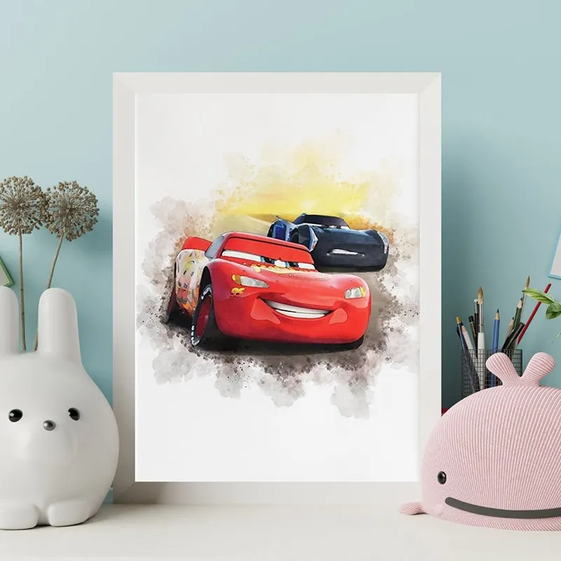 Toile Cars Flash McQueen Rouge & Noir - 30x40cm-0