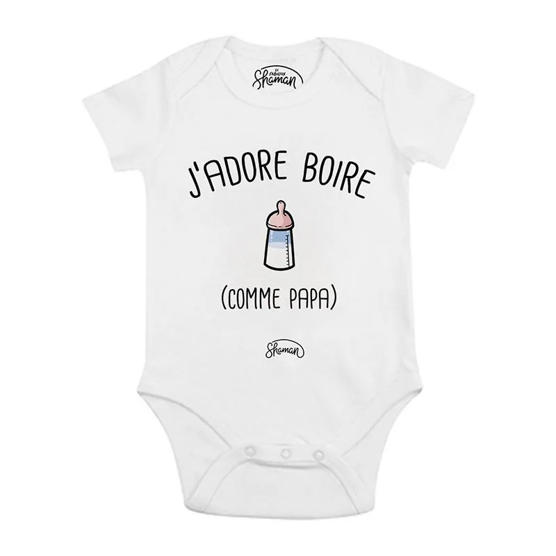 Body J'adore boire comme papa - Blanc-0