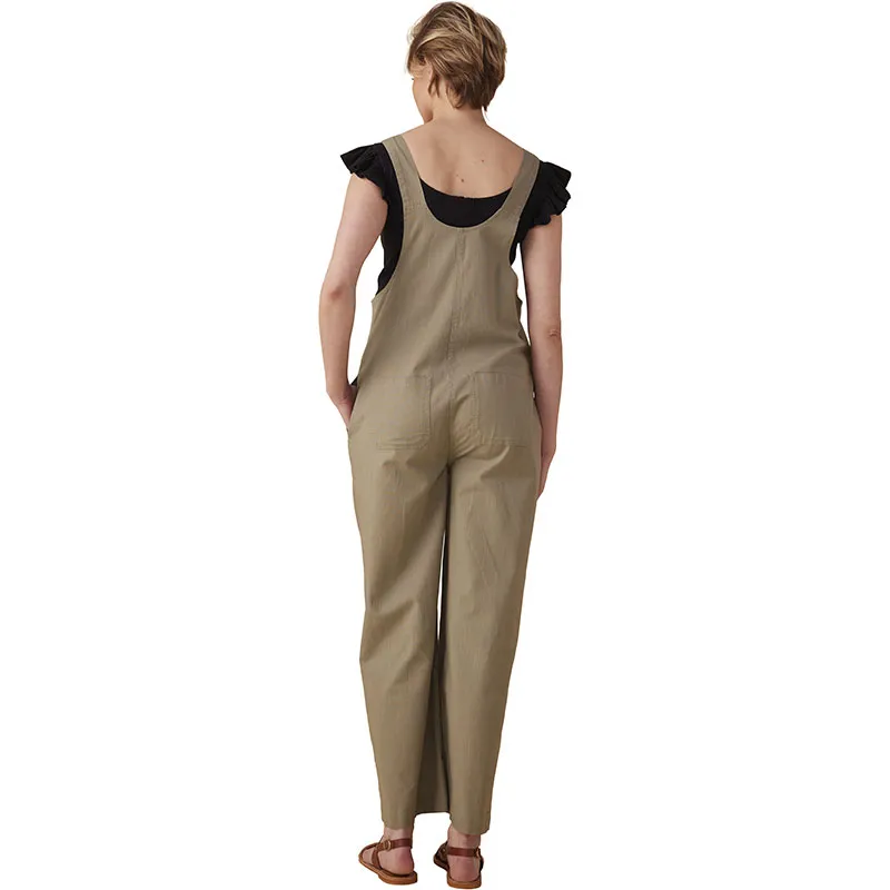 Salopette de grossesse effet lin - Kaki-7