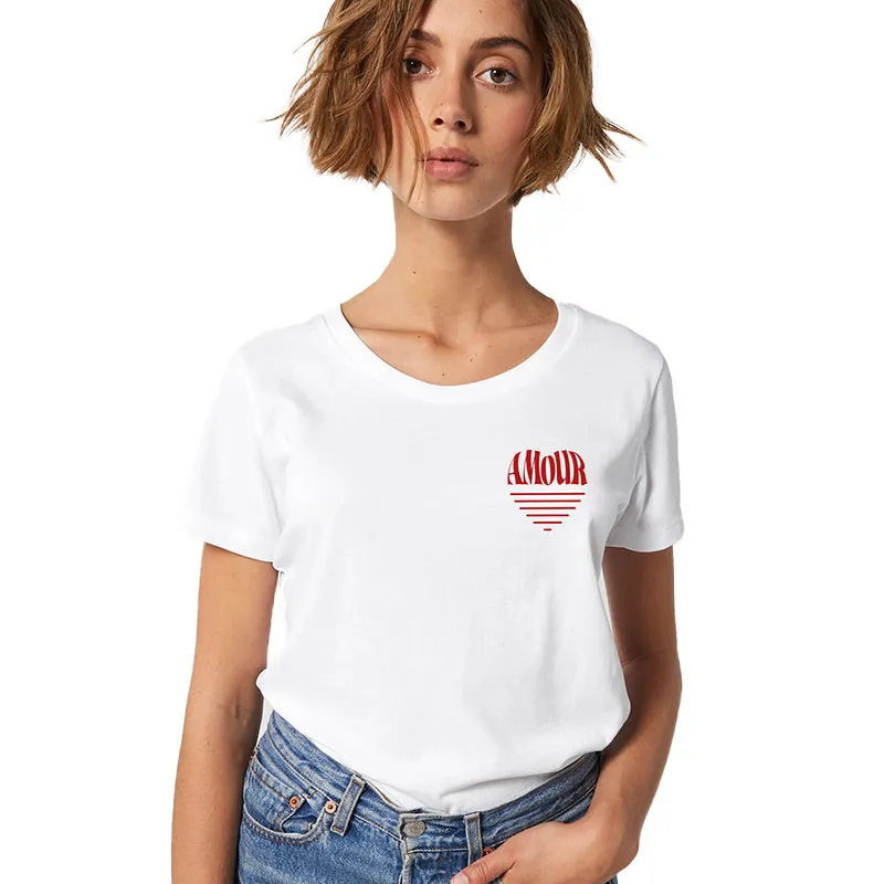 T-shirt Femme Amour coeur 2 BIO - Blanc-0