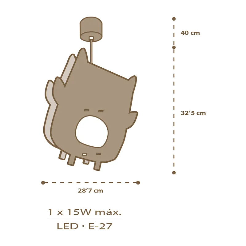 Suspension Hibou Beige Bois - 28,7x8x32,5cm-3