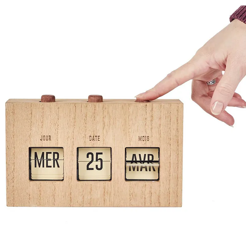 Calendrier Flip Flap Effet bois Marron/Noir - 19,4x12cm-2