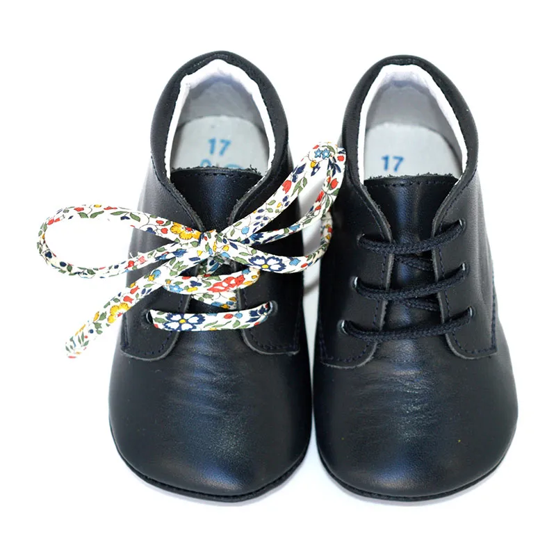 Chaussons bébé SOUPLES antidérapants Mini-Arthur - Cuir Marine-0