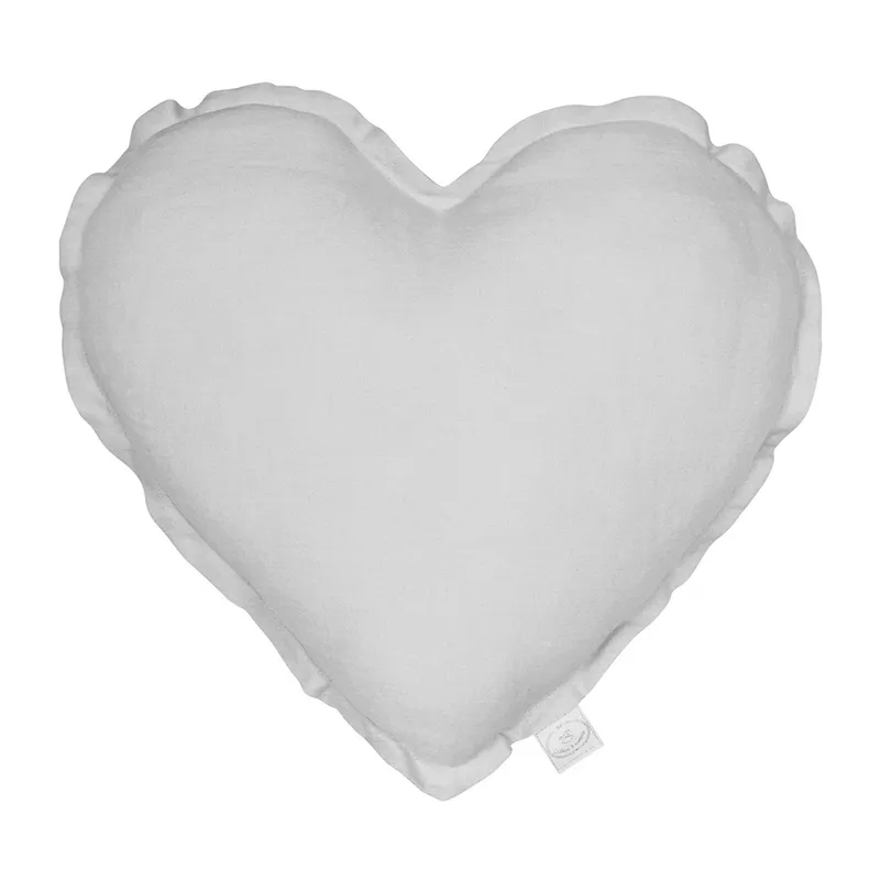 Coussin coeur Lin Gris clair - 44cm-2