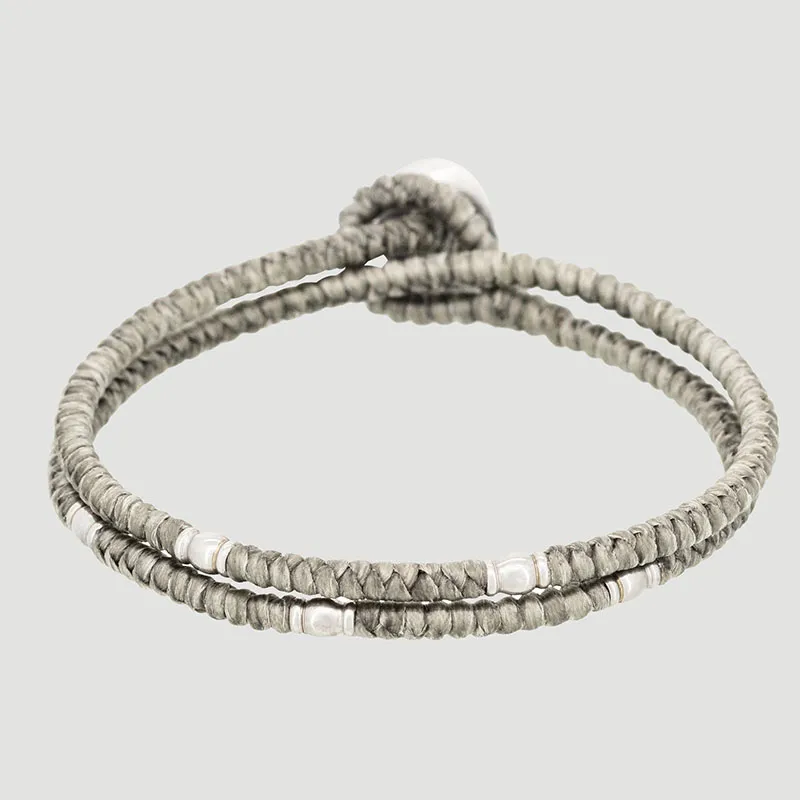 Bracelet double Alloy Button - Gris-0